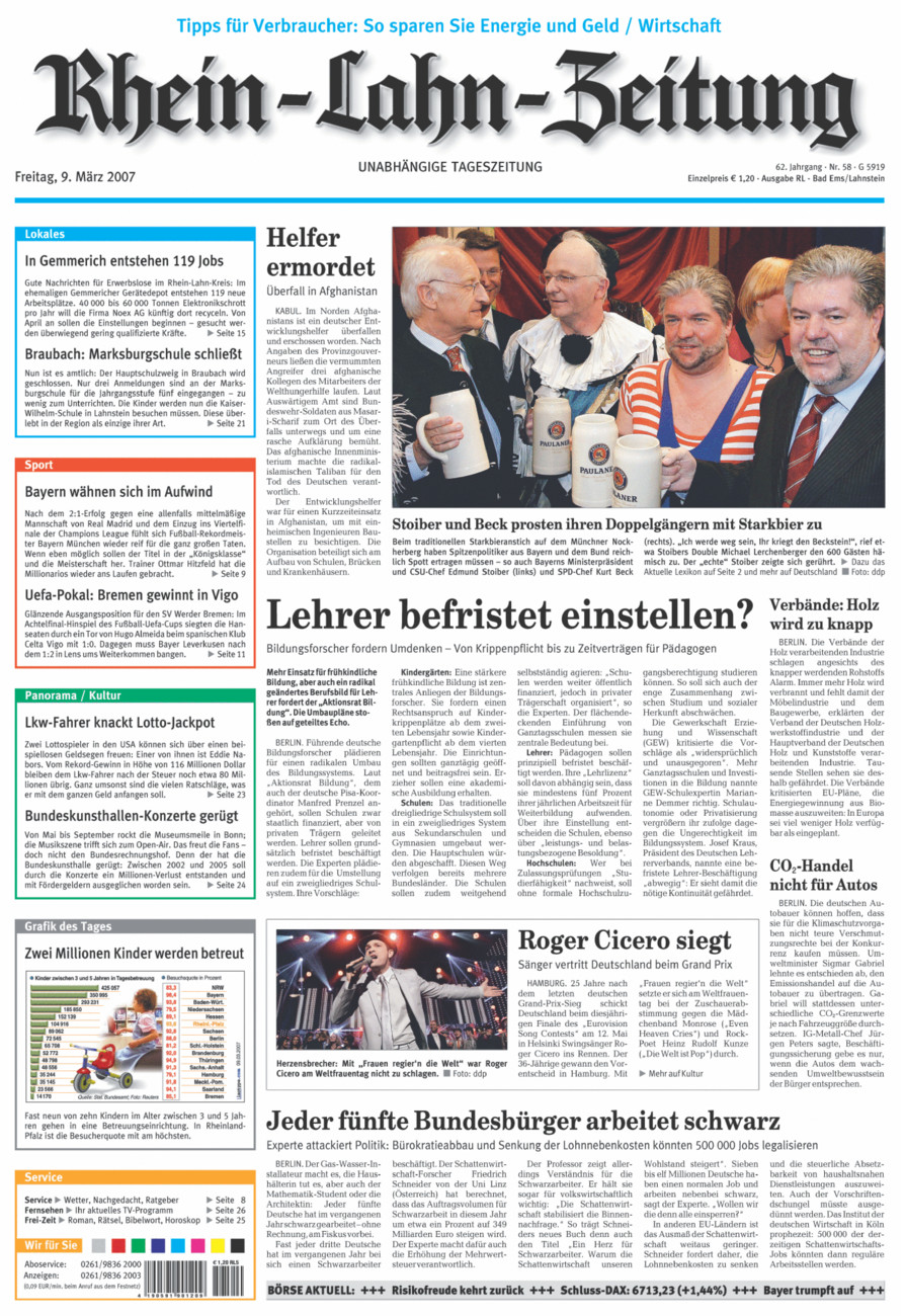 Rhein-Lahn-Zeitung vom Freitag, 09.03.2007
