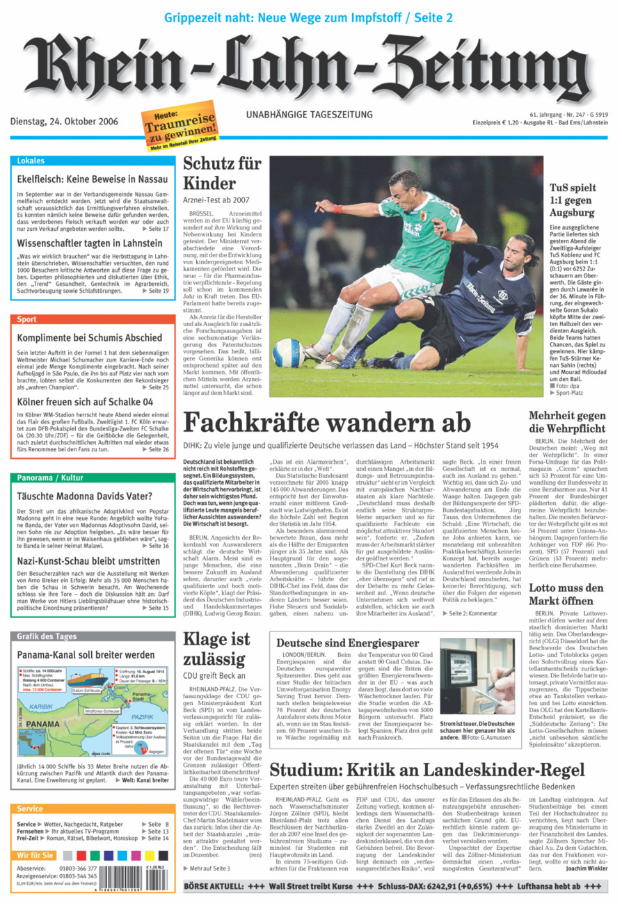 Rhein-Lahn-Zeitung vom Dienstag, 24.10.2006