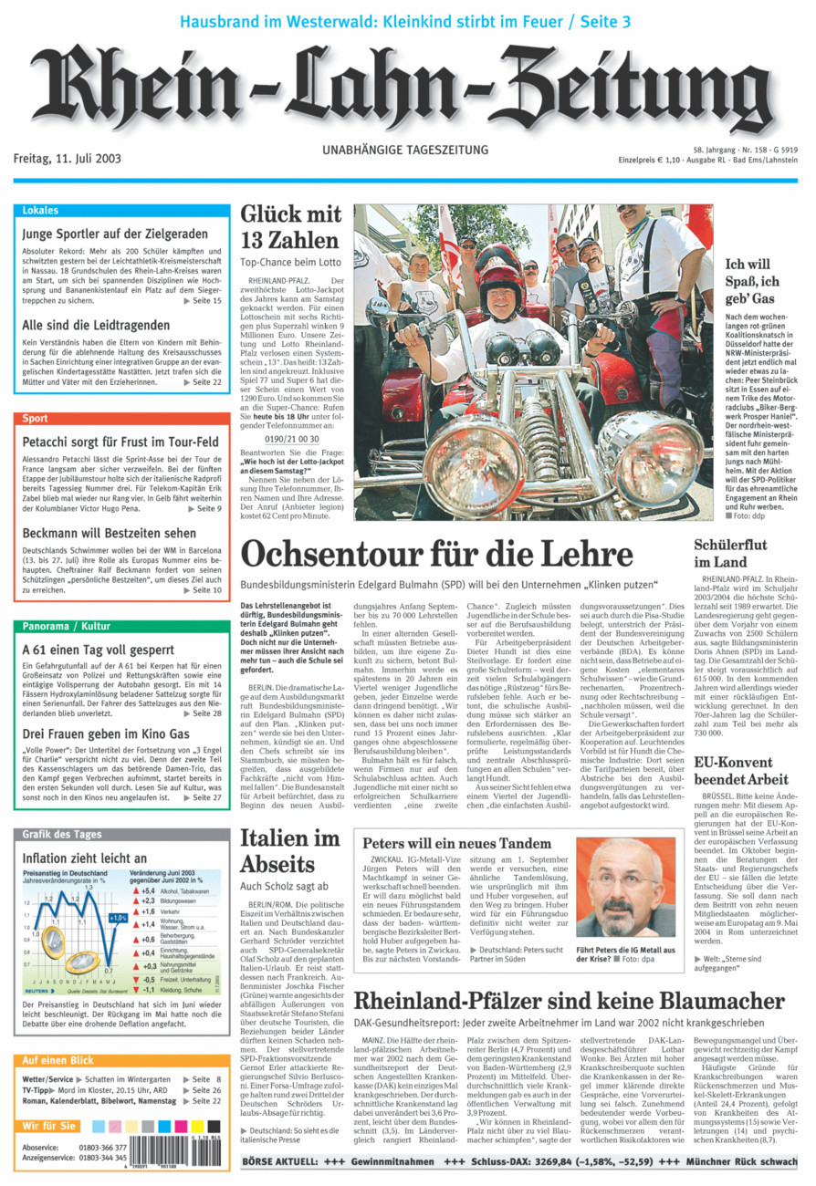 Rhein-Lahn-Zeitung vom Freitag, 11.07.2003