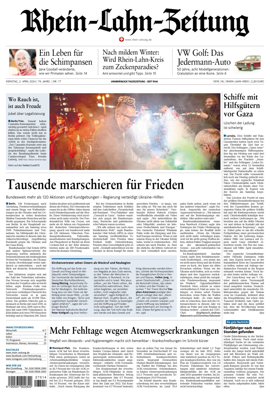 Rhein-Lahn-Zeitung vom Dienstag, 02.04.2024