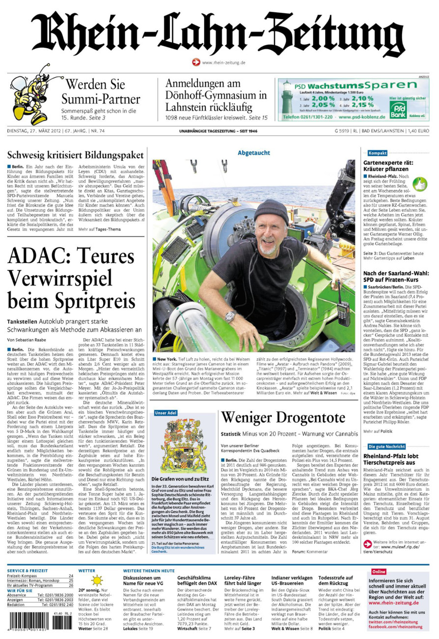 Rhein-Lahn-Zeitung vom Dienstag, 27.03.2012