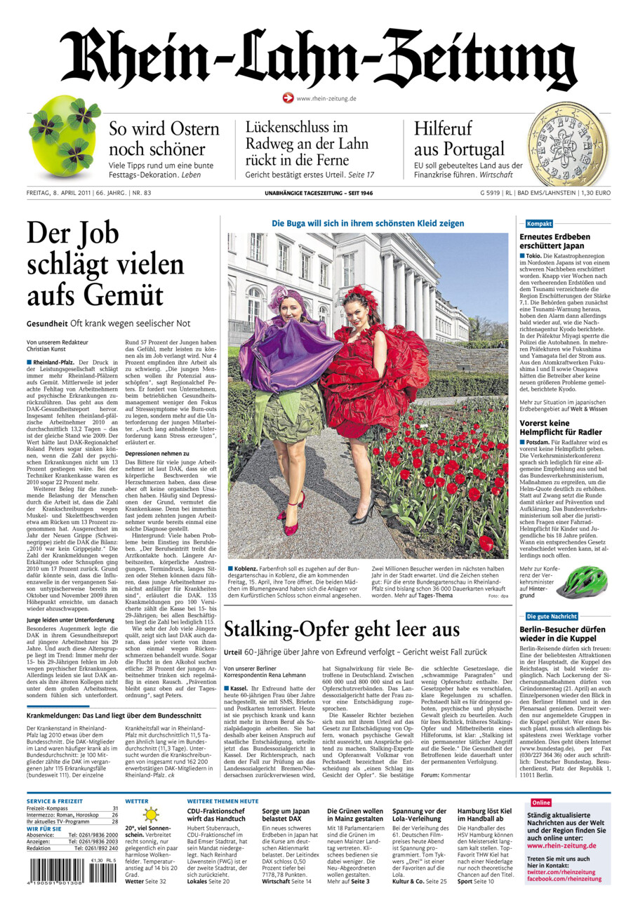 Rhein-Lahn-Zeitung vom Freitag, 08.04.2011