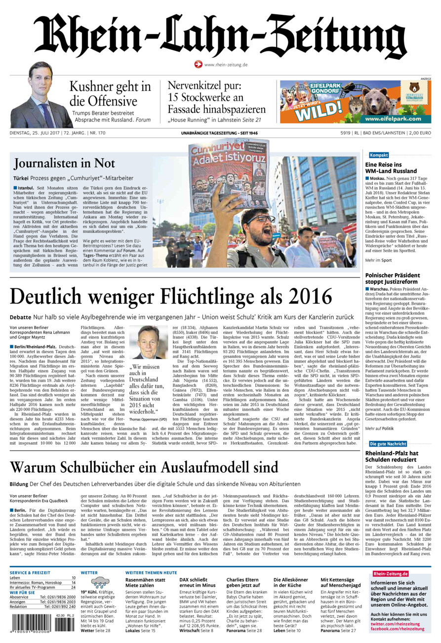 Rhein-Lahn-Zeitung vom Dienstag, 25.07.2017