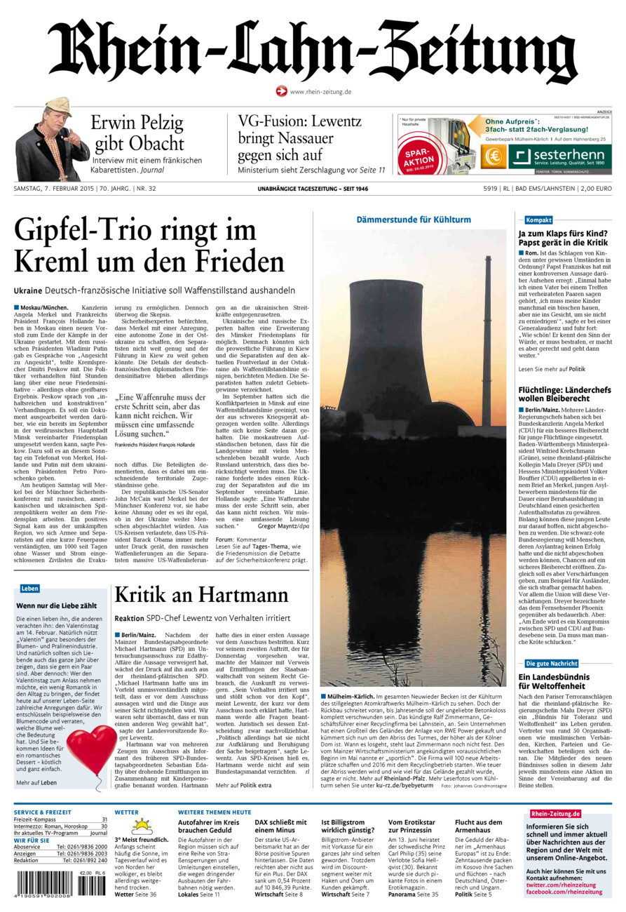 Rhein-Lahn-Zeitung vom Samstag, 07.02.2015