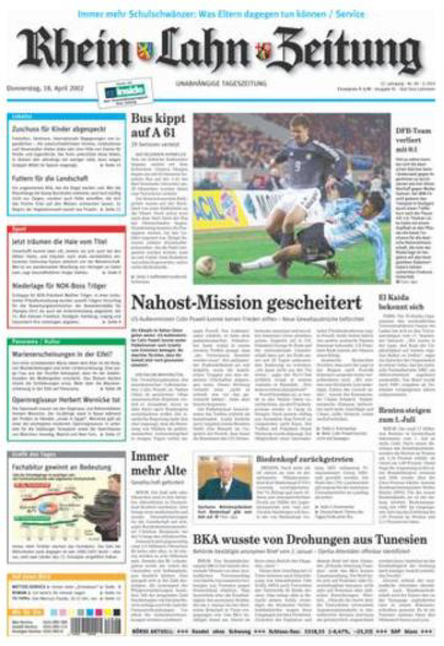 Rhein-Lahn-Zeitung vom Donnerstag, 18.04.2002