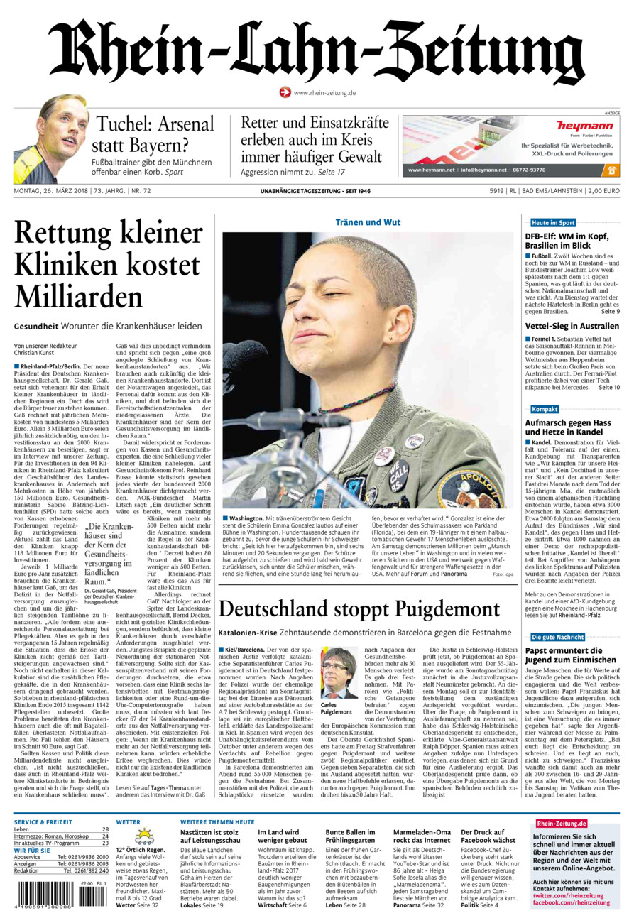 Rhein-Lahn-Zeitung vom Montag, 26.03.2018