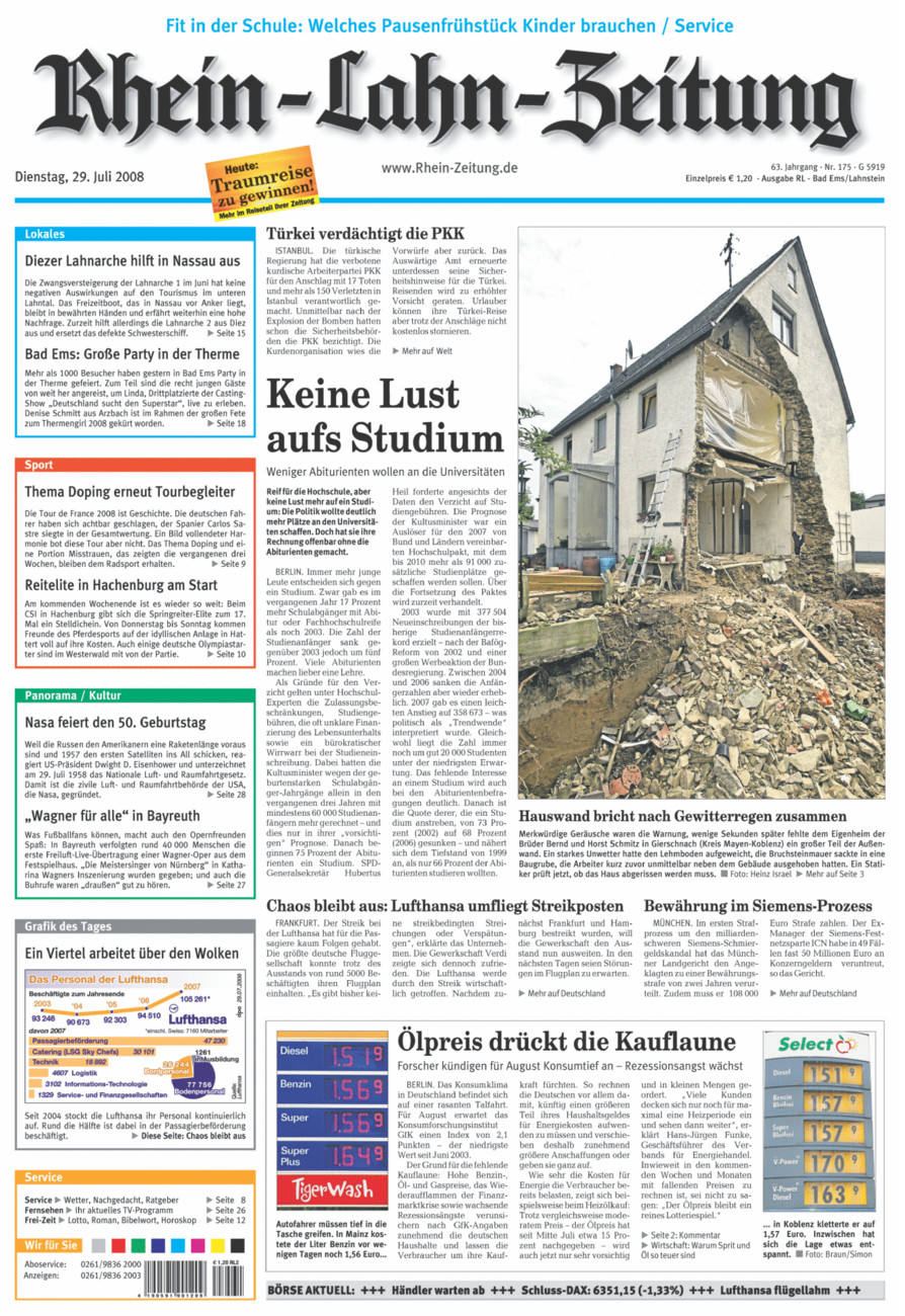 Rhein-Lahn-Zeitung vom Dienstag, 29.07.2008