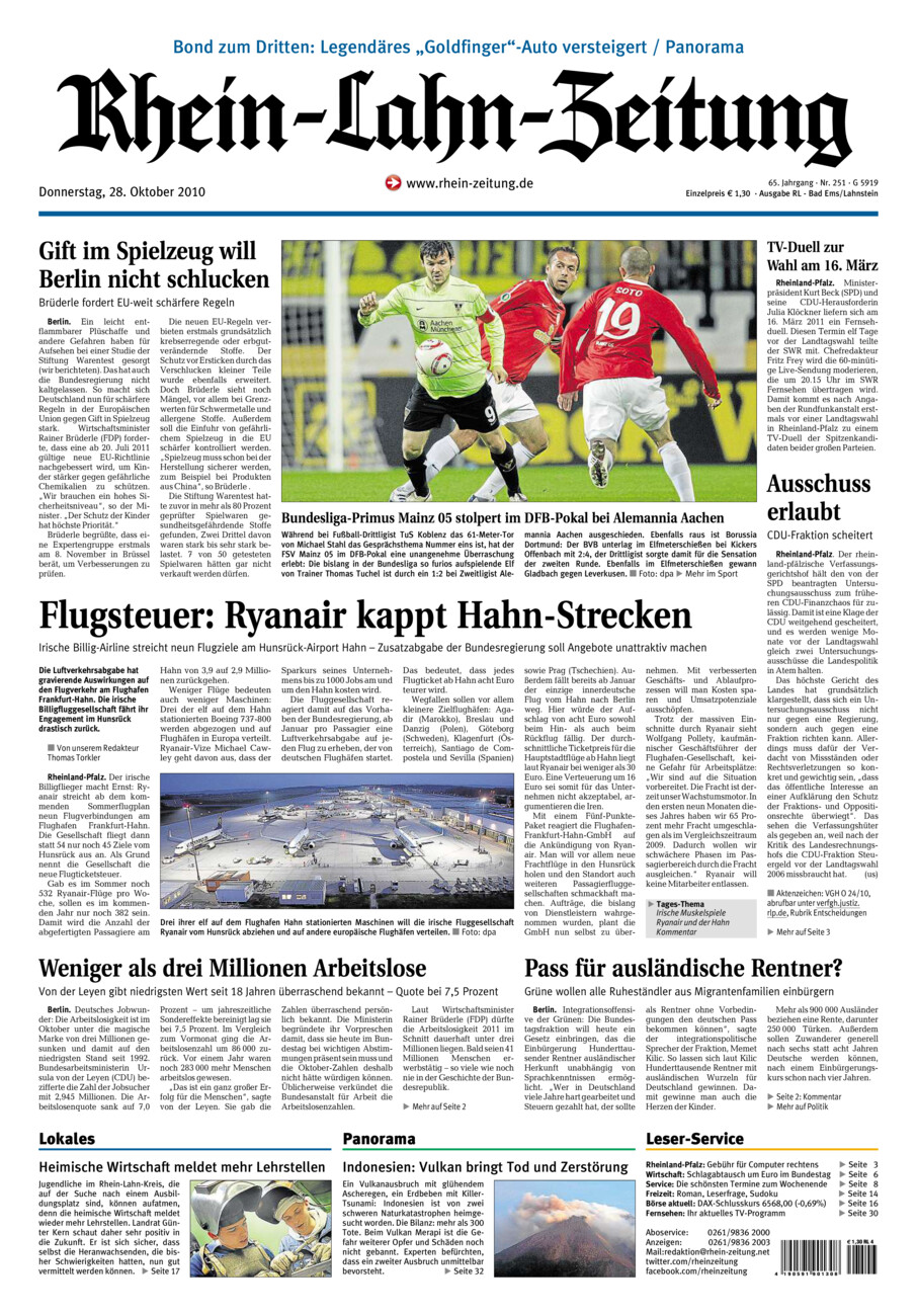 Rhein-Lahn-Zeitung vom Donnerstag, 28.10.2010