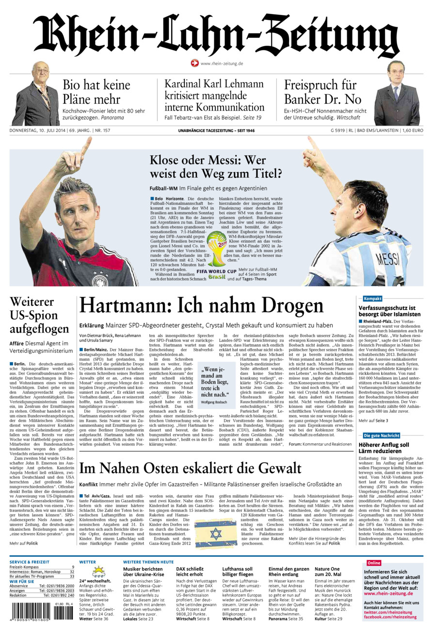 Rhein-Lahn-Zeitung vom Donnerstag, 10.07.2014