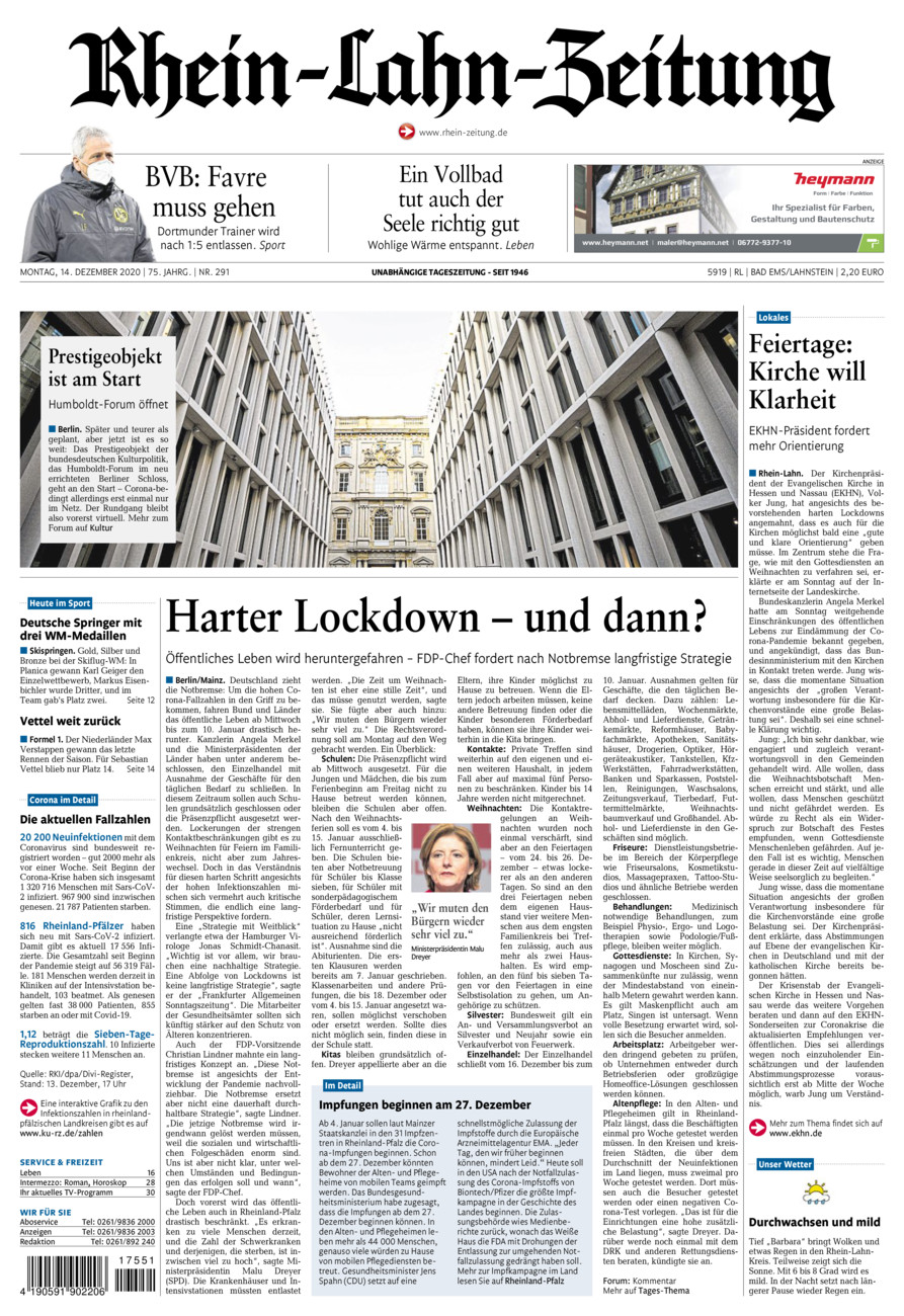 Rhein-Lahn-Zeitung vom Montag, 14.12.2020