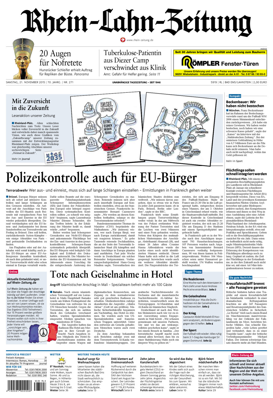 Rhein-Lahn-Zeitung vom Samstag, 21.11.2015