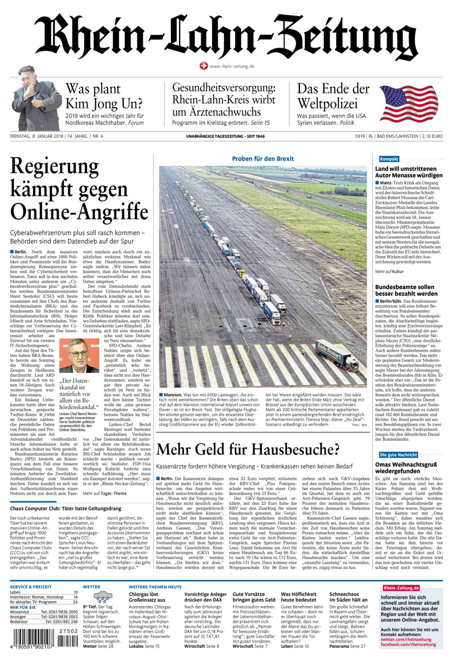 Rhein-Lahn-Zeitung vom Dienstag, 08.01.2019