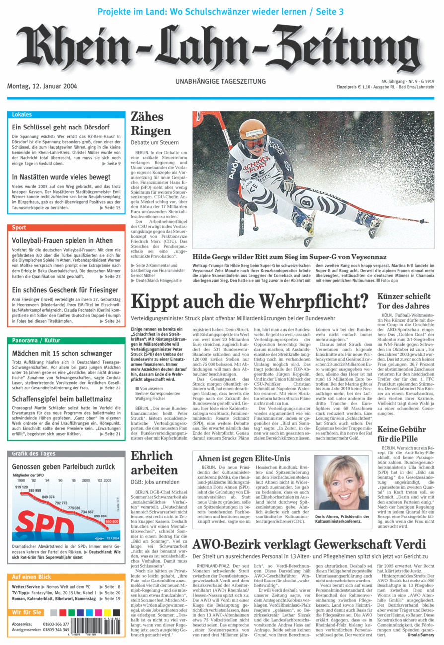 Rhein-Lahn-Zeitung vom Montag, 12.01.2004