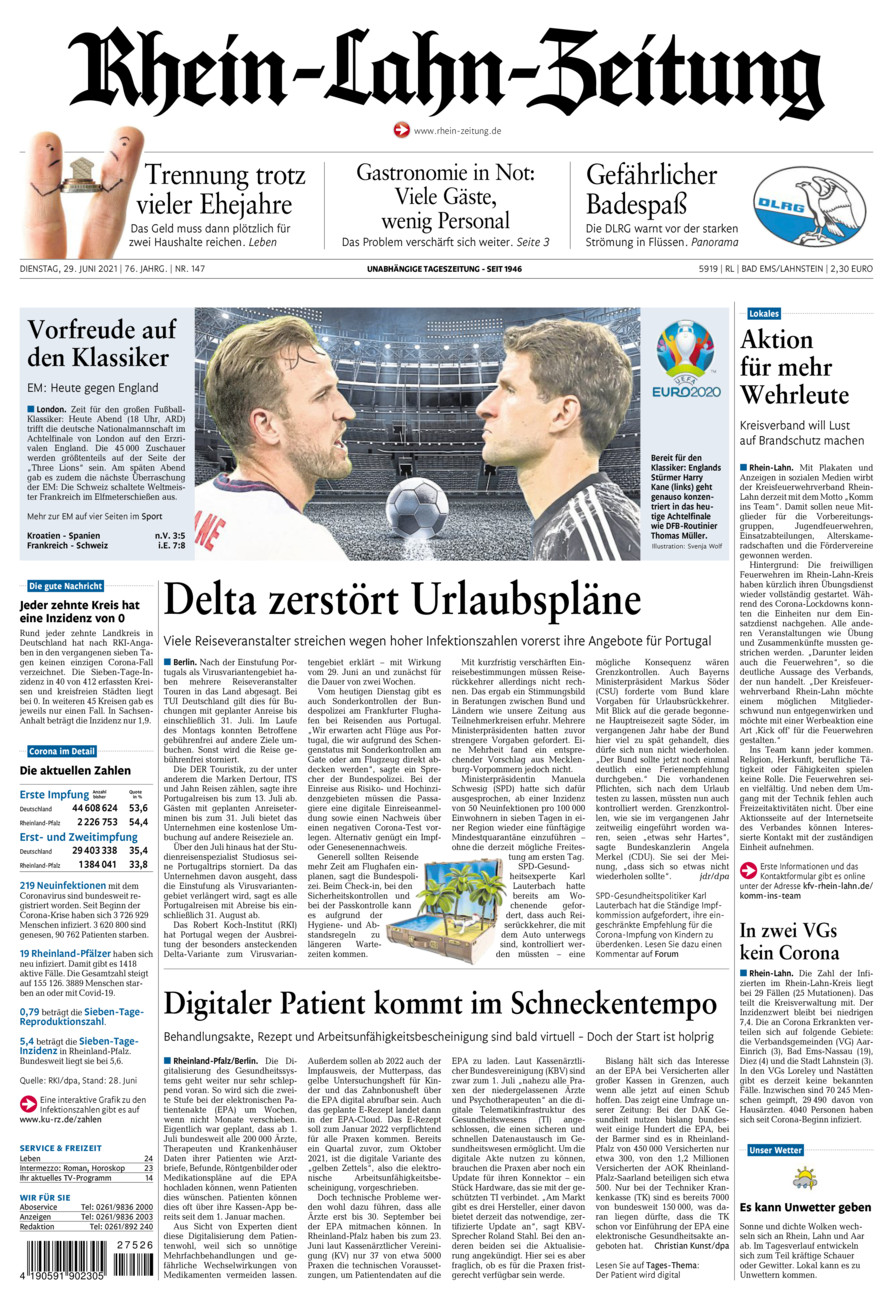 Rhein-Lahn-Zeitung vom Dienstag, 29.06.2021