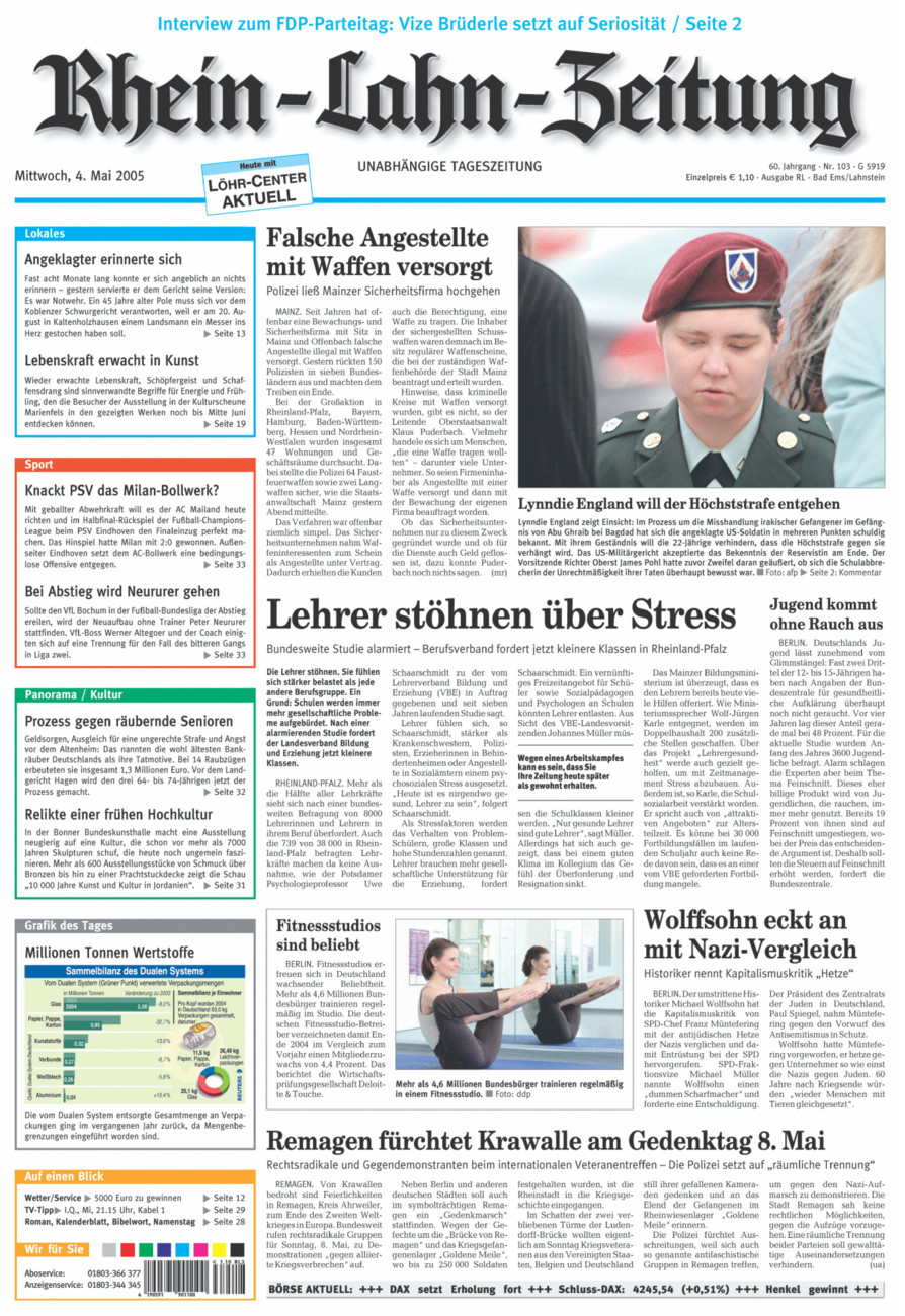 Rhein-Lahn-Zeitung vom Mittwoch, 04.05.2005