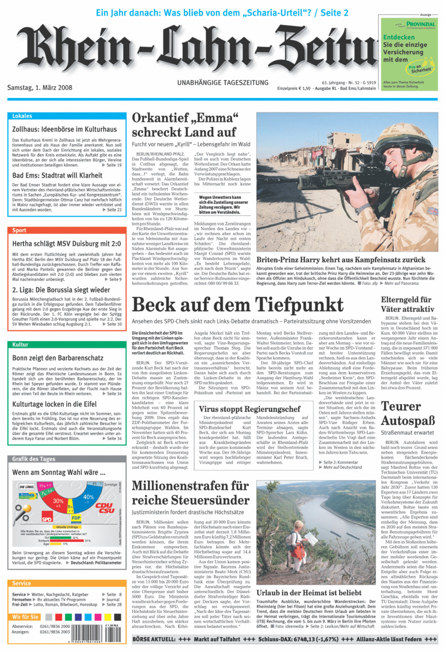 Rhein-Lahn-Zeitung vom Samstag, 01.03.2008