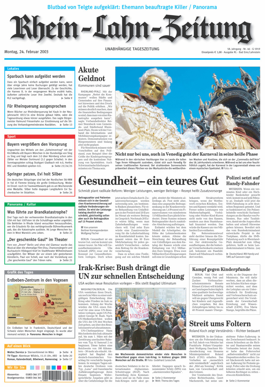 Rhein-Lahn-Zeitung vom Montag, 24.02.2003
