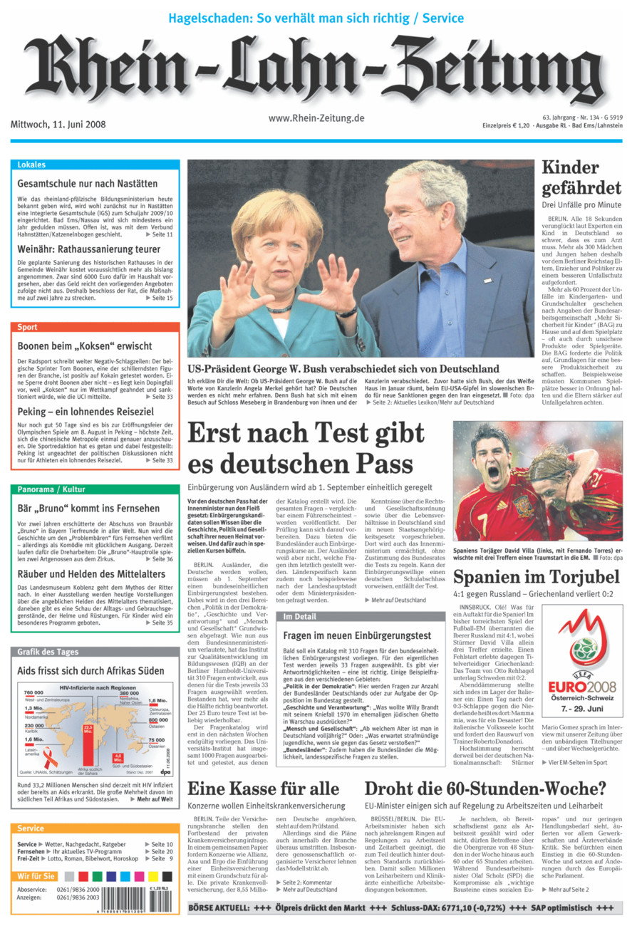 Rhein-Lahn-Zeitung vom Mittwoch, 11.06.2008
