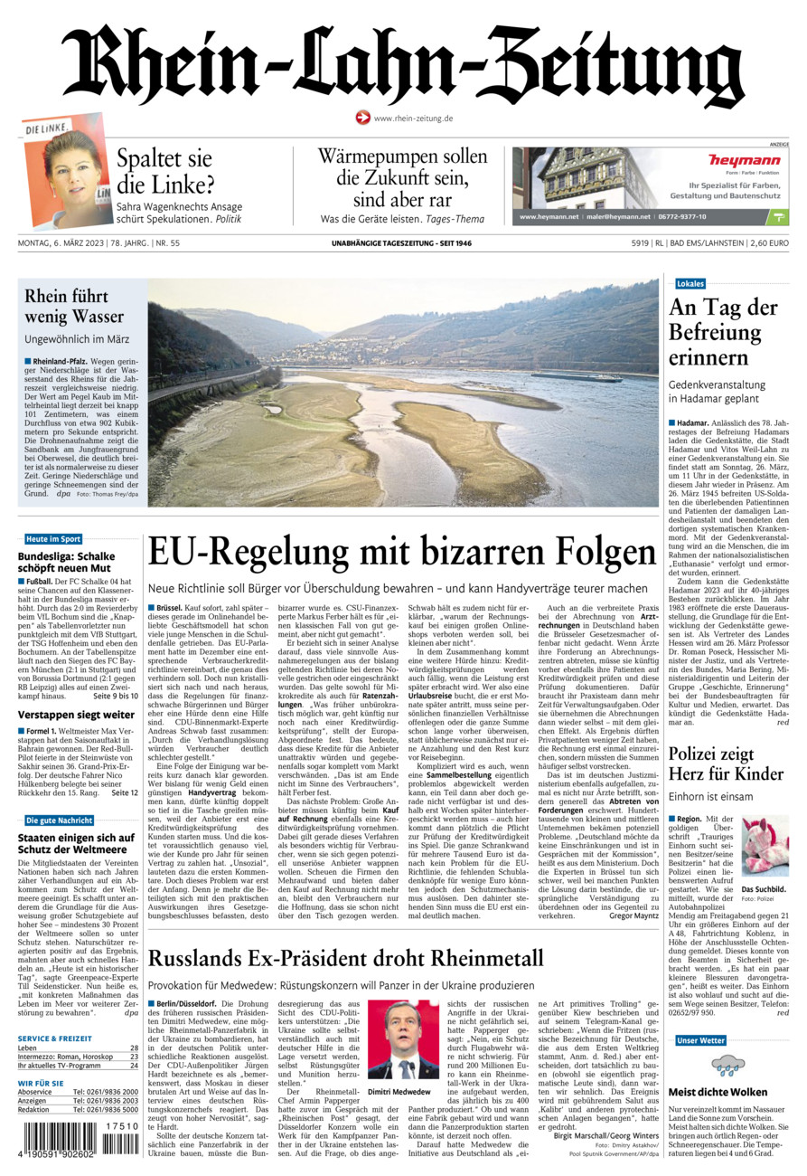 Rhein-Lahn-Zeitung vom Montag, 06.03.2023