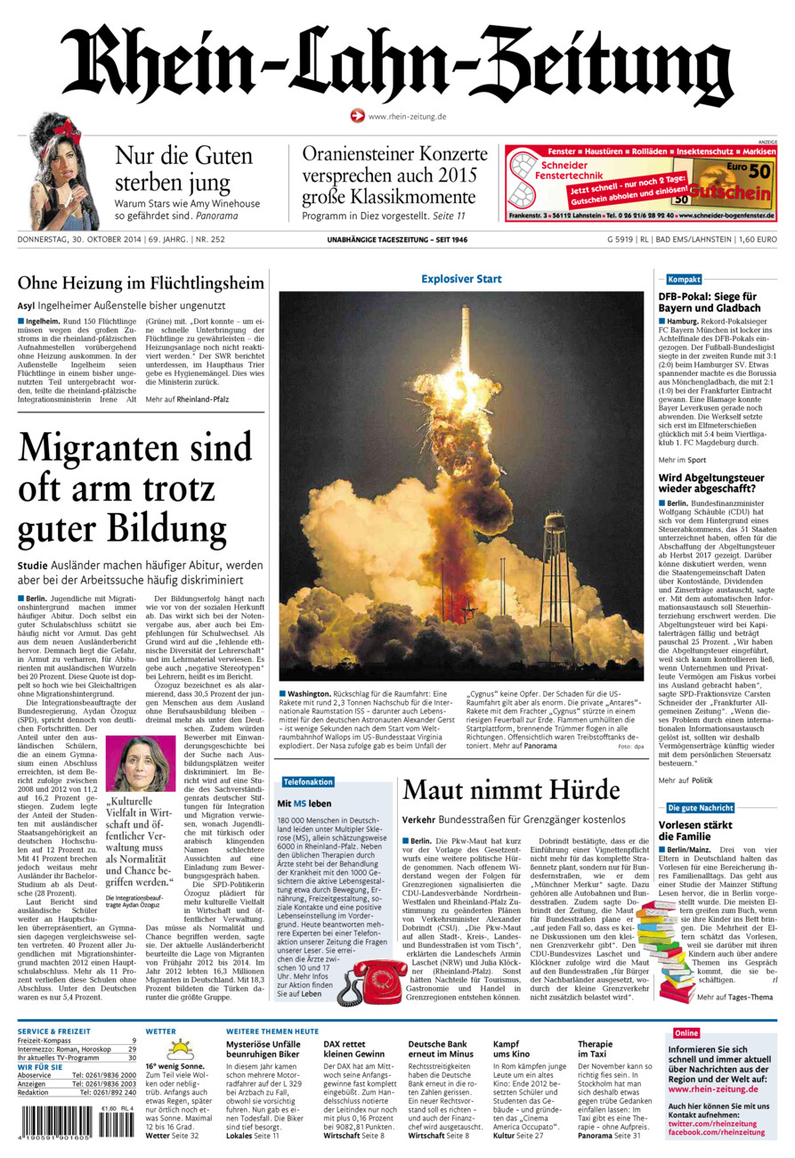 Rhein-Lahn-Zeitung vom Donnerstag, 30.10.2014