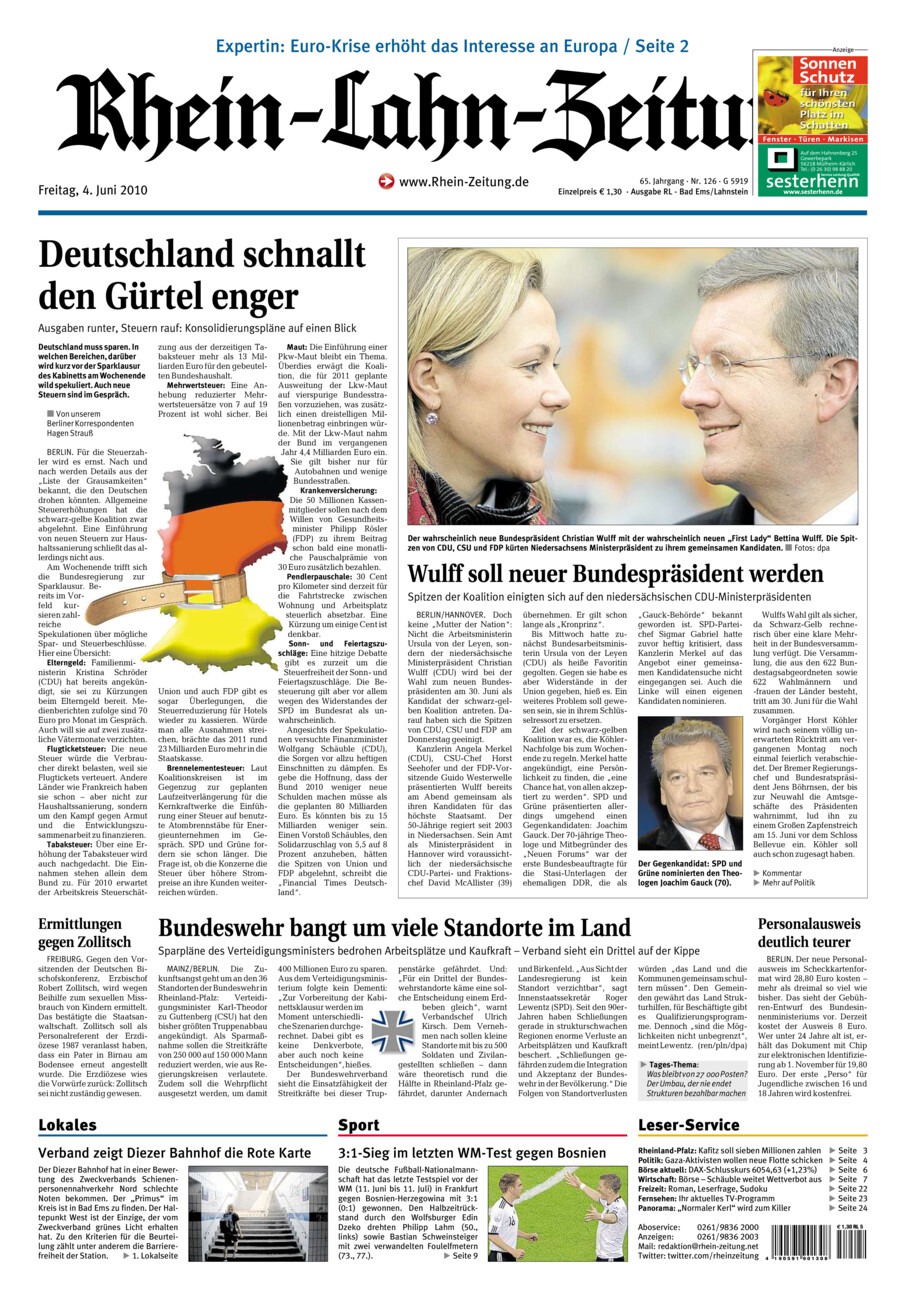 Rhein-Lahn-Zeitung vom Freitag, 04.06.2010