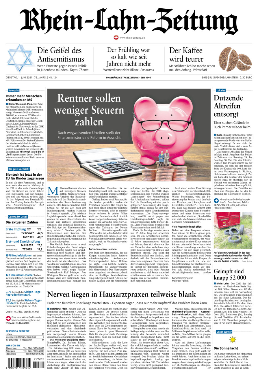 Rhein-Lahn-Zeitung vom Dienstag, 01.06.2021