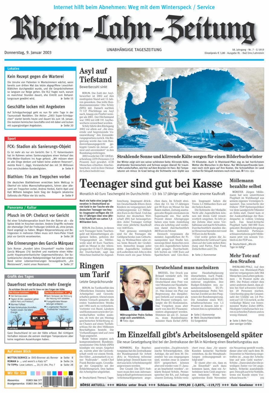 Rhein-Lahn-Zeitung vom Donnerstag, 09.01.2003