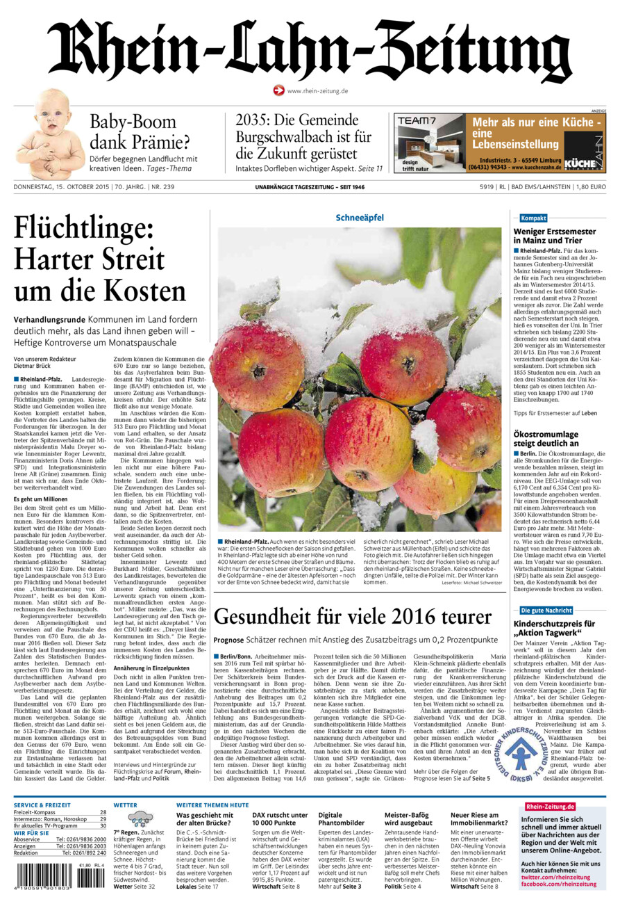 Rhein-Lahn-Zeitung vom Donnerstag, 15.10.2015