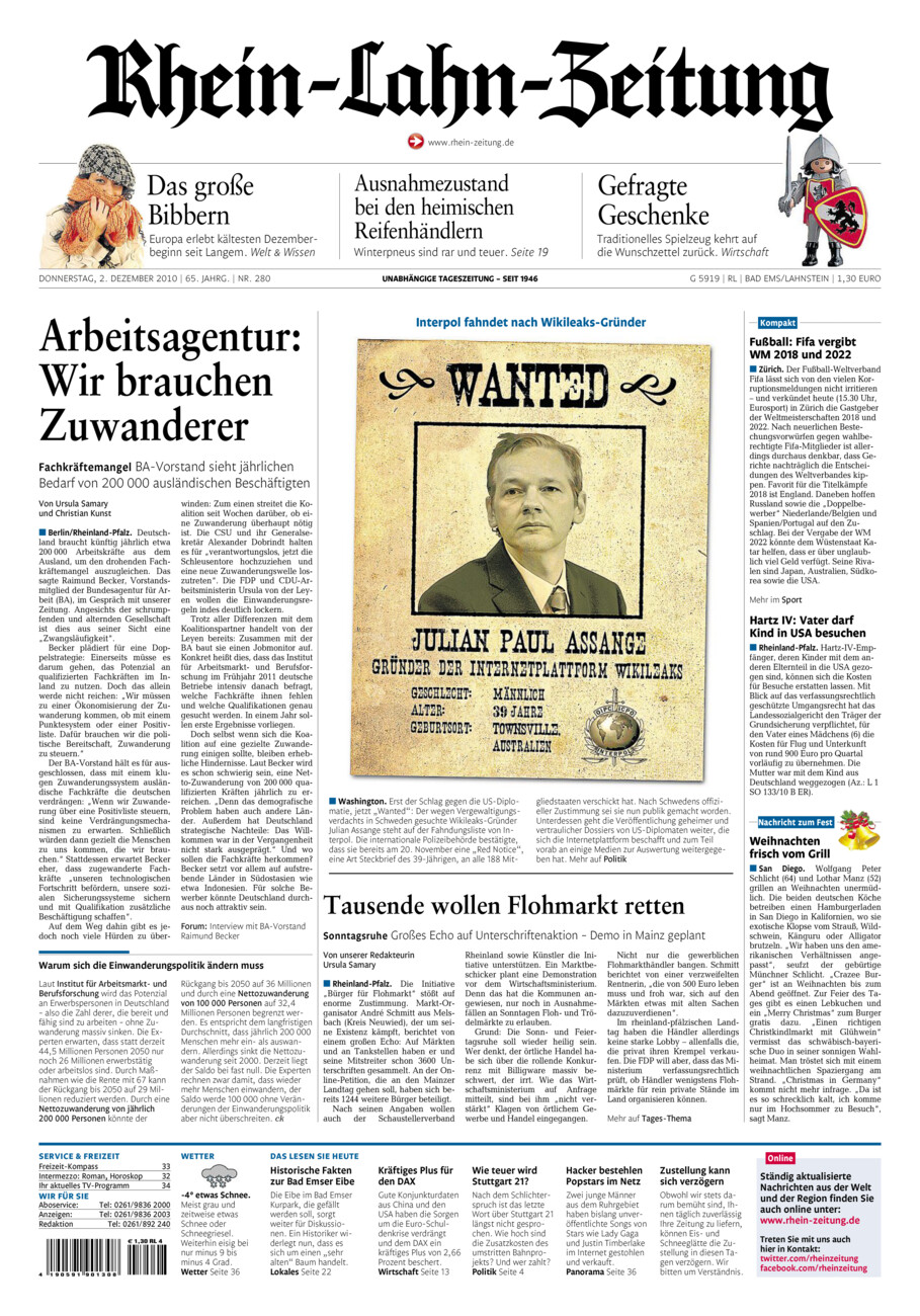 Rhein-Lahn-Zeitung vom Donnerstag, 02.12.2010