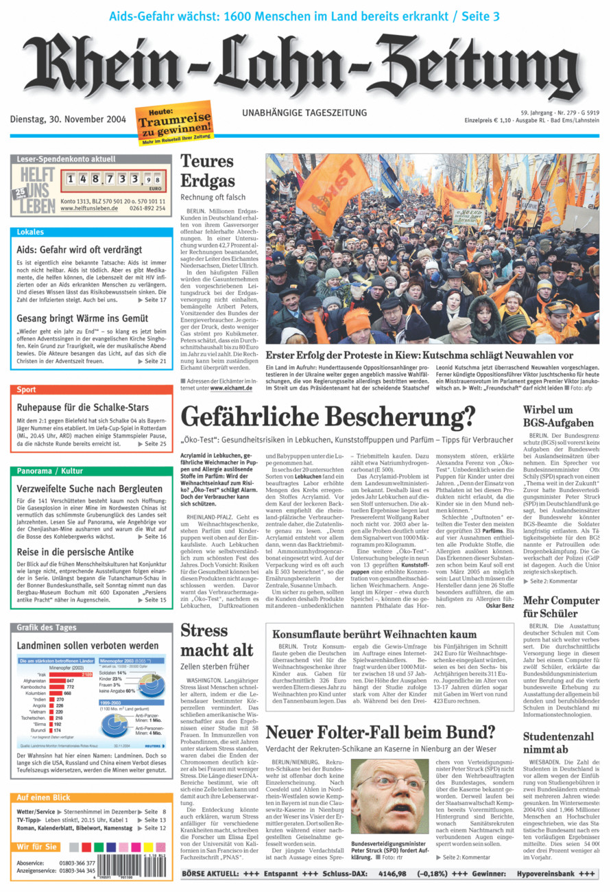 Rhein-Lahn-Zeitung vom Dienstag, 30.11.2004