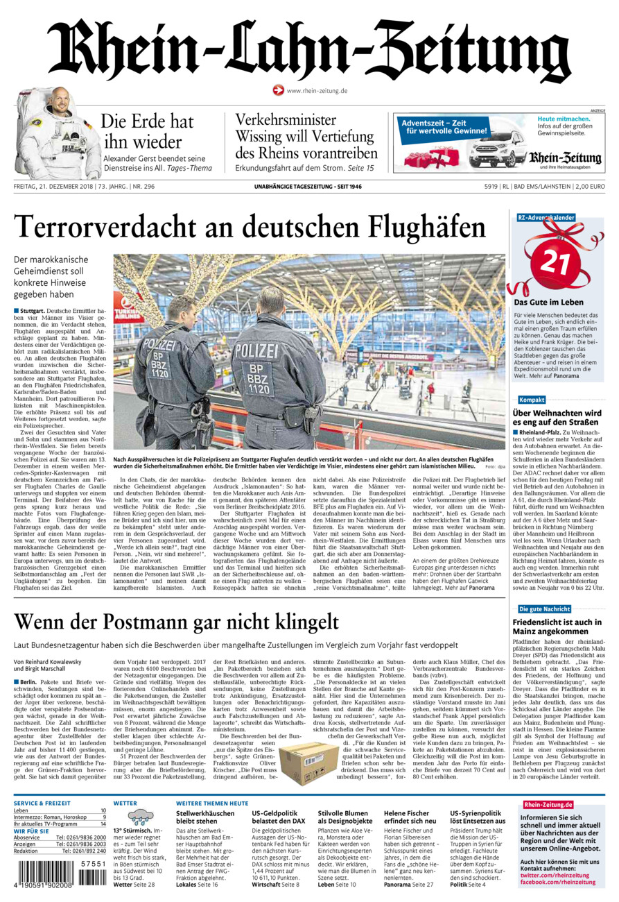 Rhein-Lahn-Zeitung vom Freitag, 21.12.2018