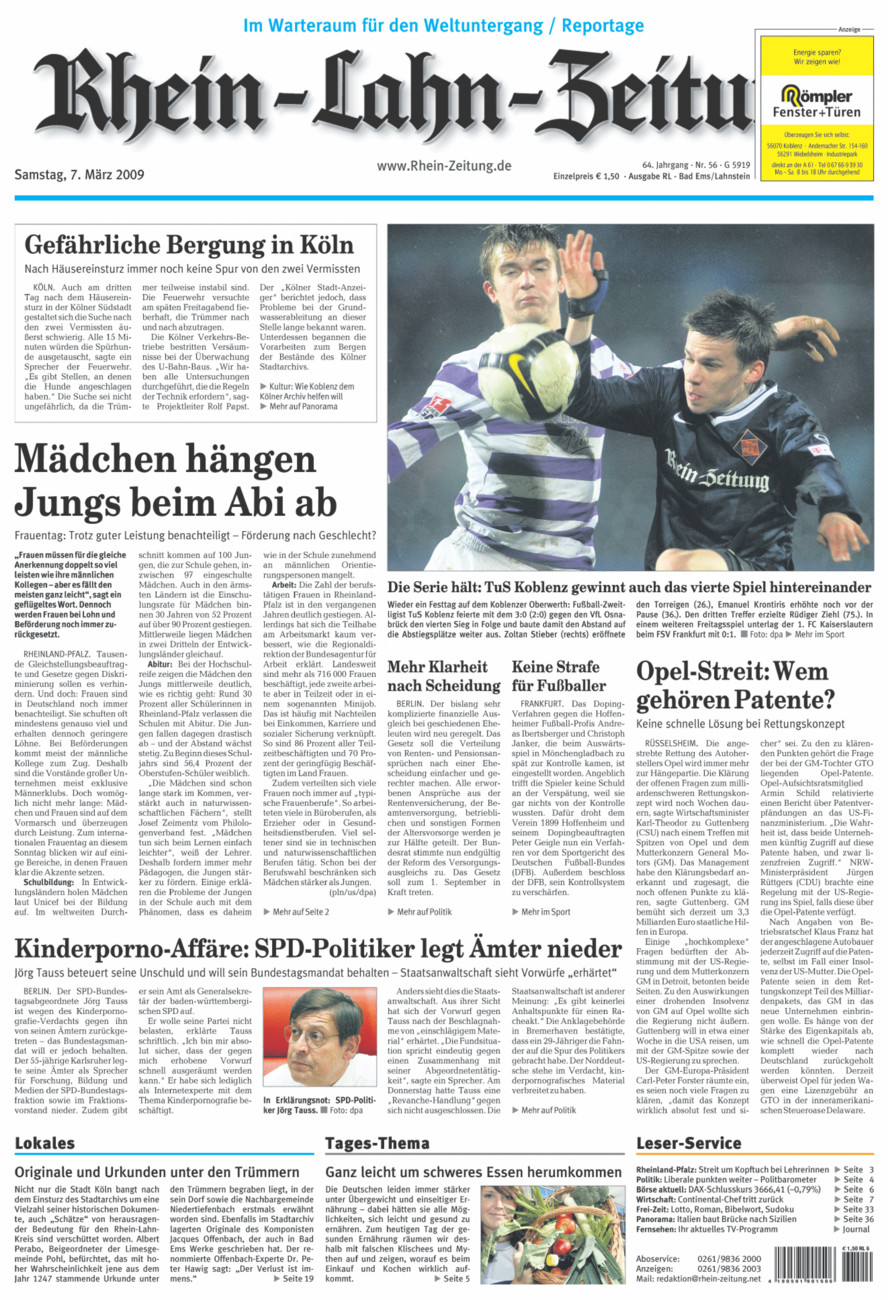 Rhein-Lahn-Zeitung vom Samstag, 07.03.2009