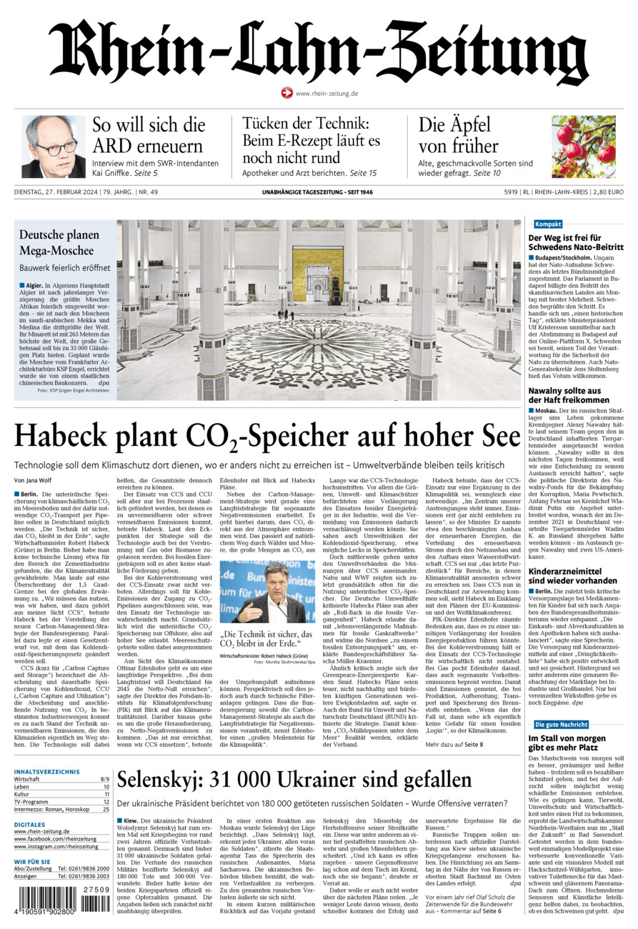 Rhein-Lahn-Zeitung vom Dienstag, 27.02.2024