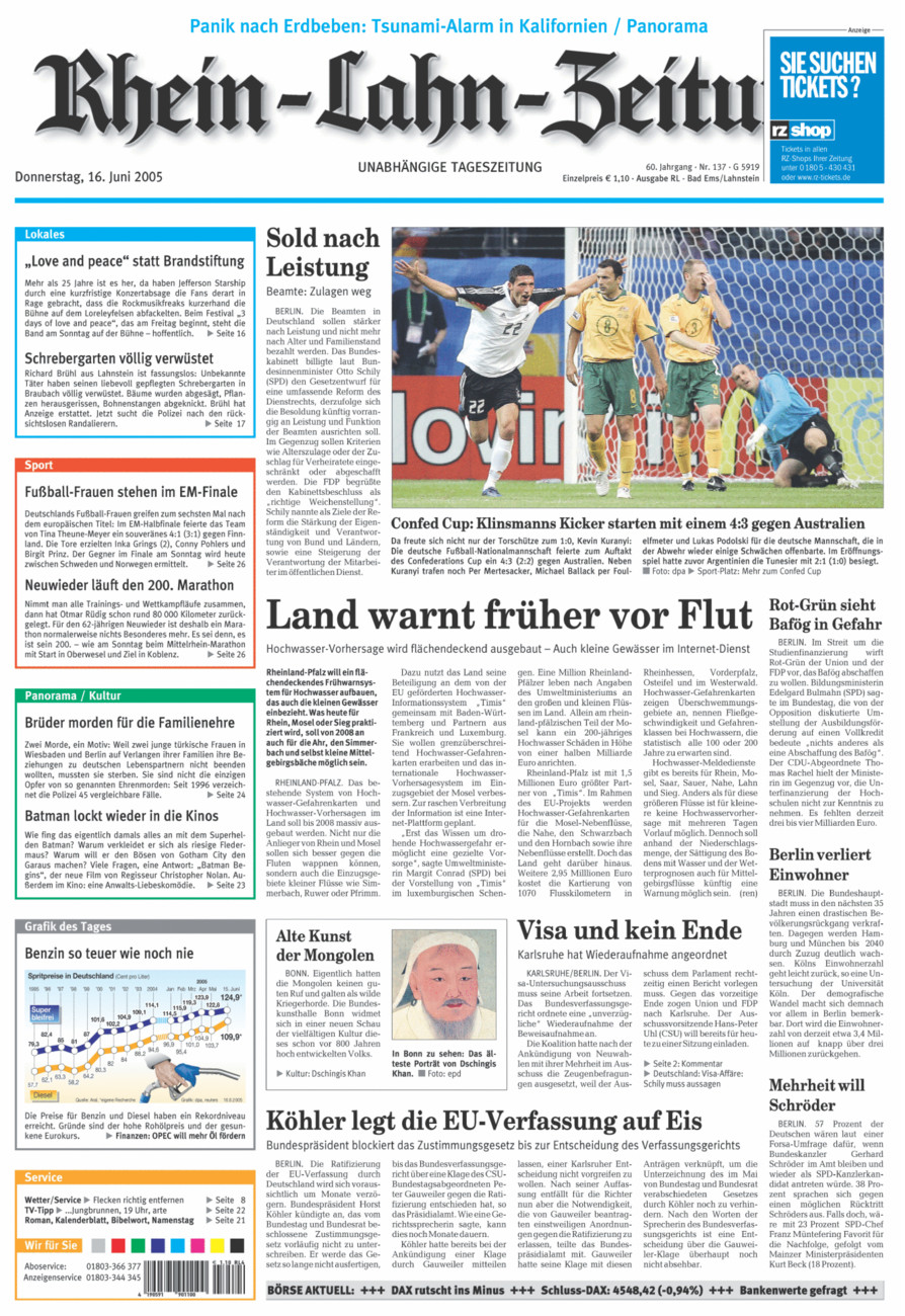 Rhein-Lahn-Zeitung vom Donnerstag, 16.06.2005