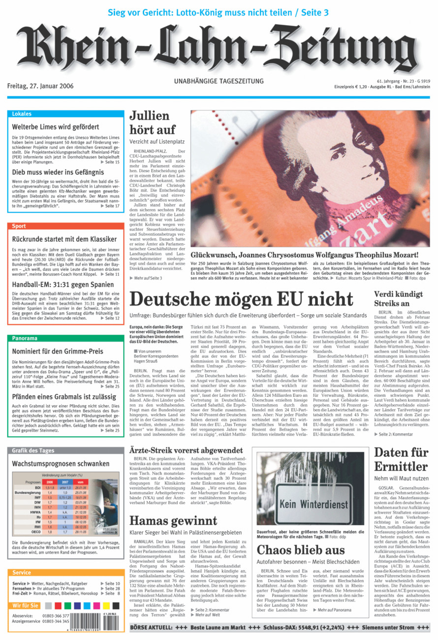 Rhein-Lahn-Zeitung vom Freitag, 27.01.2006