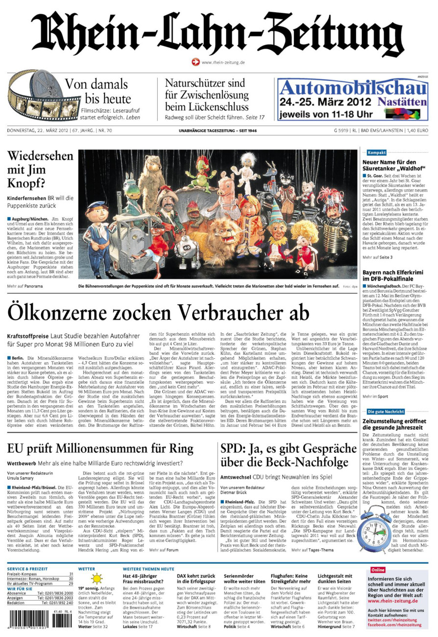 Rhein-Lahn-Zeitung vom Donnerstag, 22.03.2012