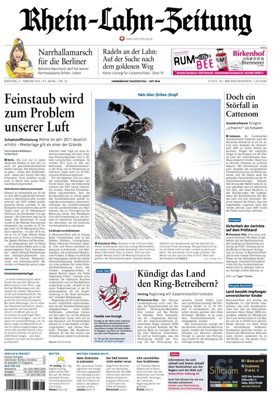 Rhein-Lahn-Zeitung vom Dienstag, 07.02.2012