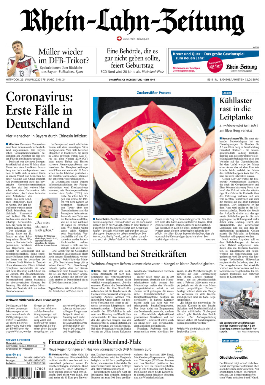 Rhein-Lahn-Zeitung vom Mittwoch, 29.01.2020