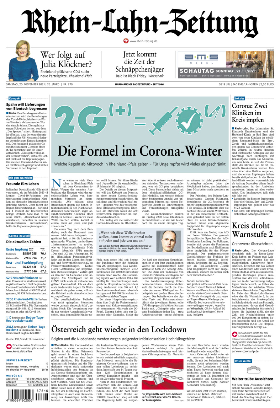 Rhein-Lahn-Zeitung vom Samstag, 20.11.2021
