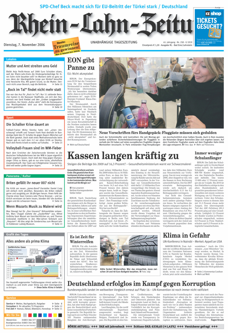 Rhein-Lahn-Zeitung vom Dienstag, 07.11.2006