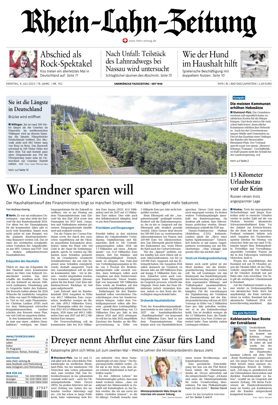 Rhein-Lahn-Zeitung vom Dienstag, 04.07.2023