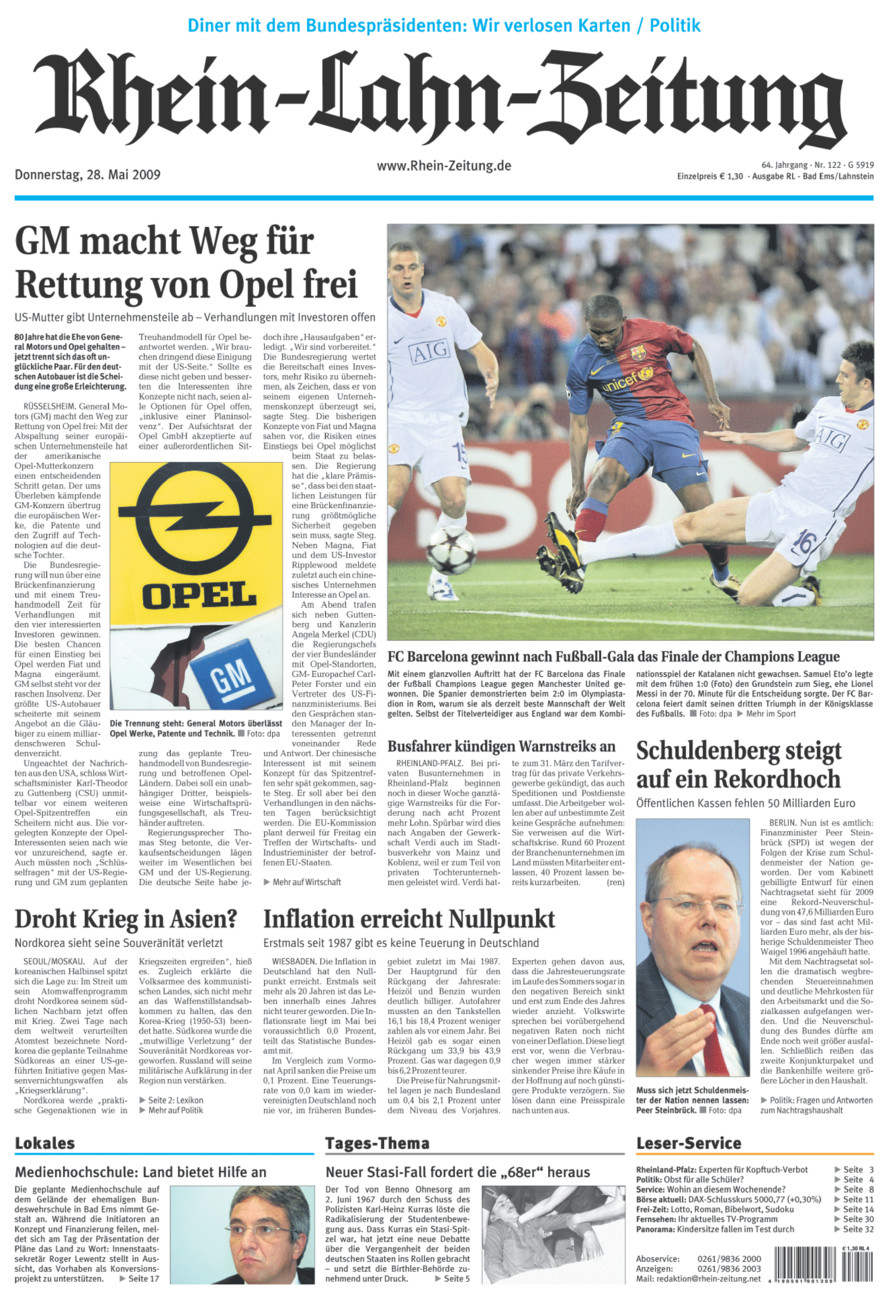 Rhein-Lahn-Zeitung vom Donnerstag, 28.05.2009