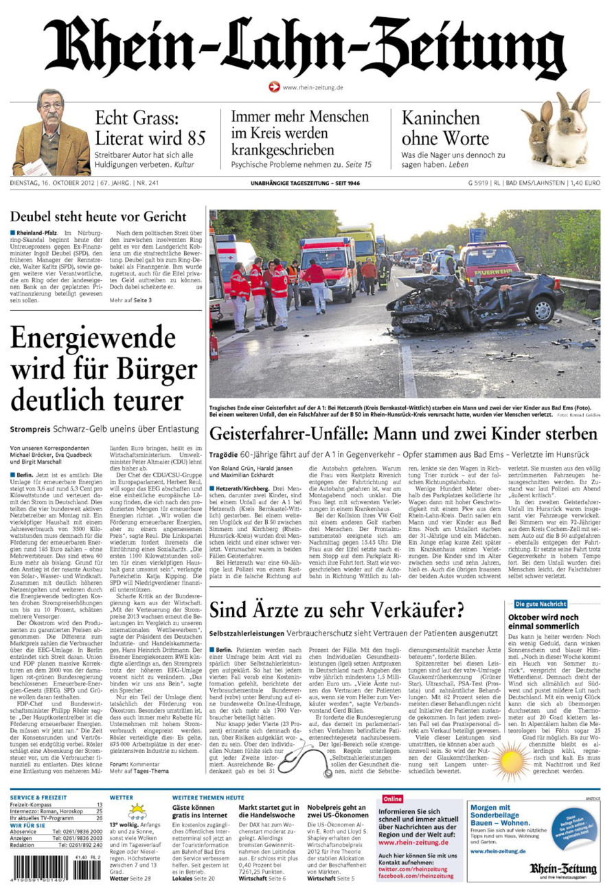 Rhein-Lahn-Zeitung vom Dienstag, 16.10.2012