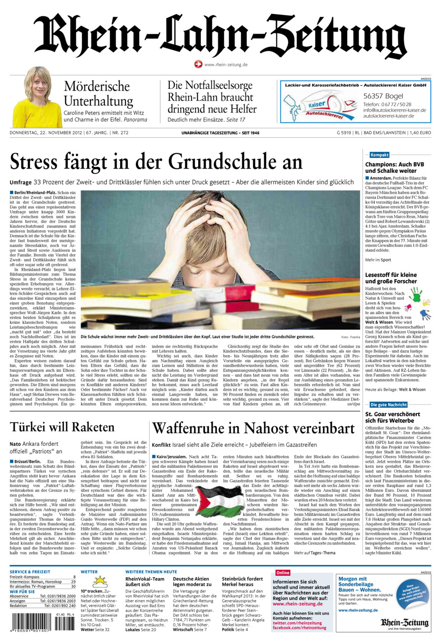 Rhein-Lahn-Zeitung vom Donnerstag, 22.11.2012