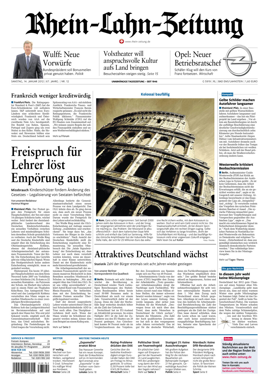 Rhein-Lahn-Zeitung vom Samstag, 14.01.2012