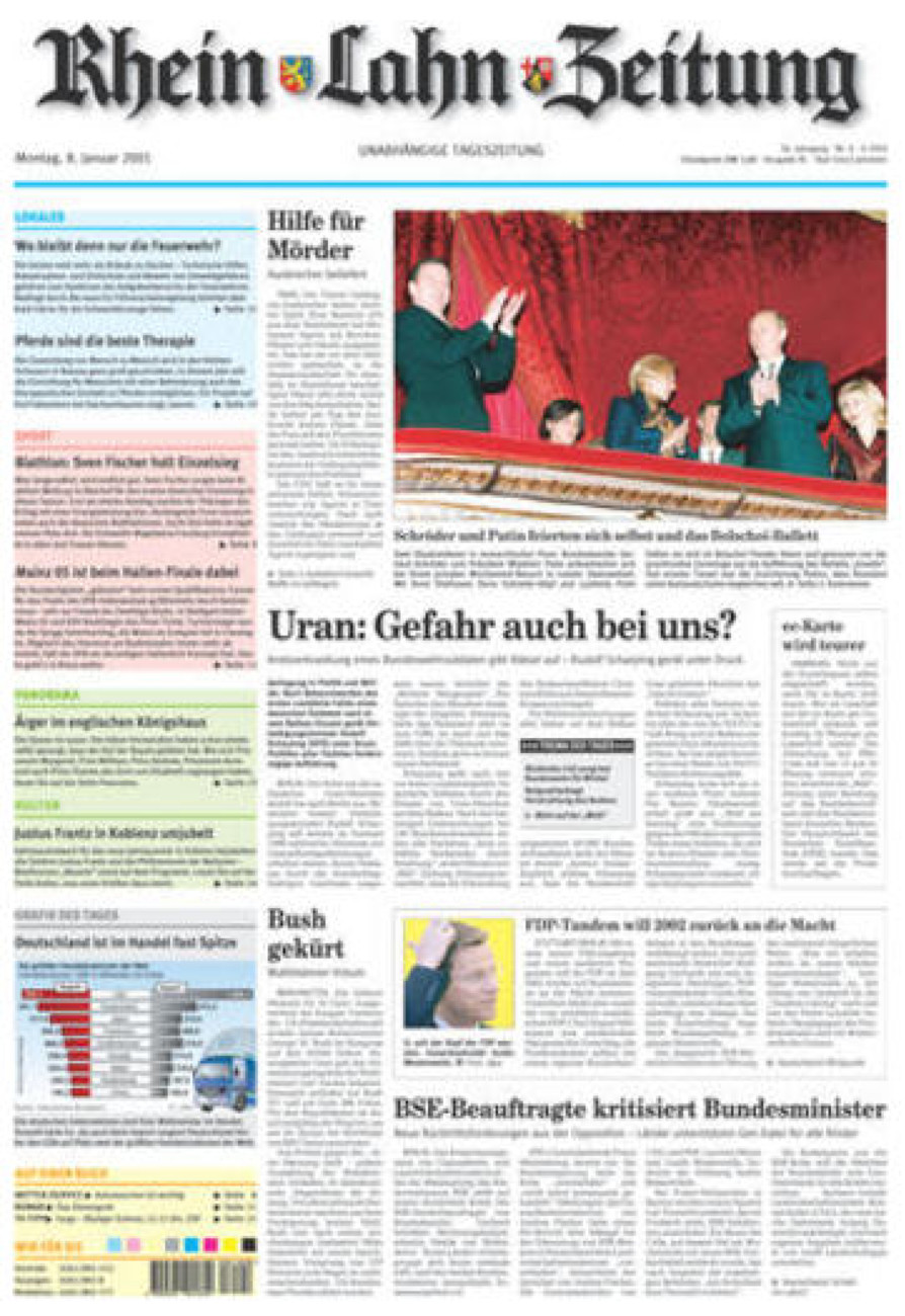 Rhein-Lahn-Zeitung vom Montag, 08.01.2001