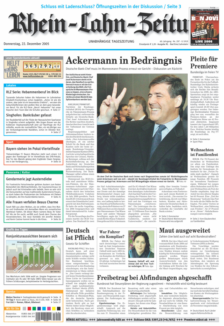 Rhein-Lahn-Zeitung vom Donnerstag, 22.12.2005