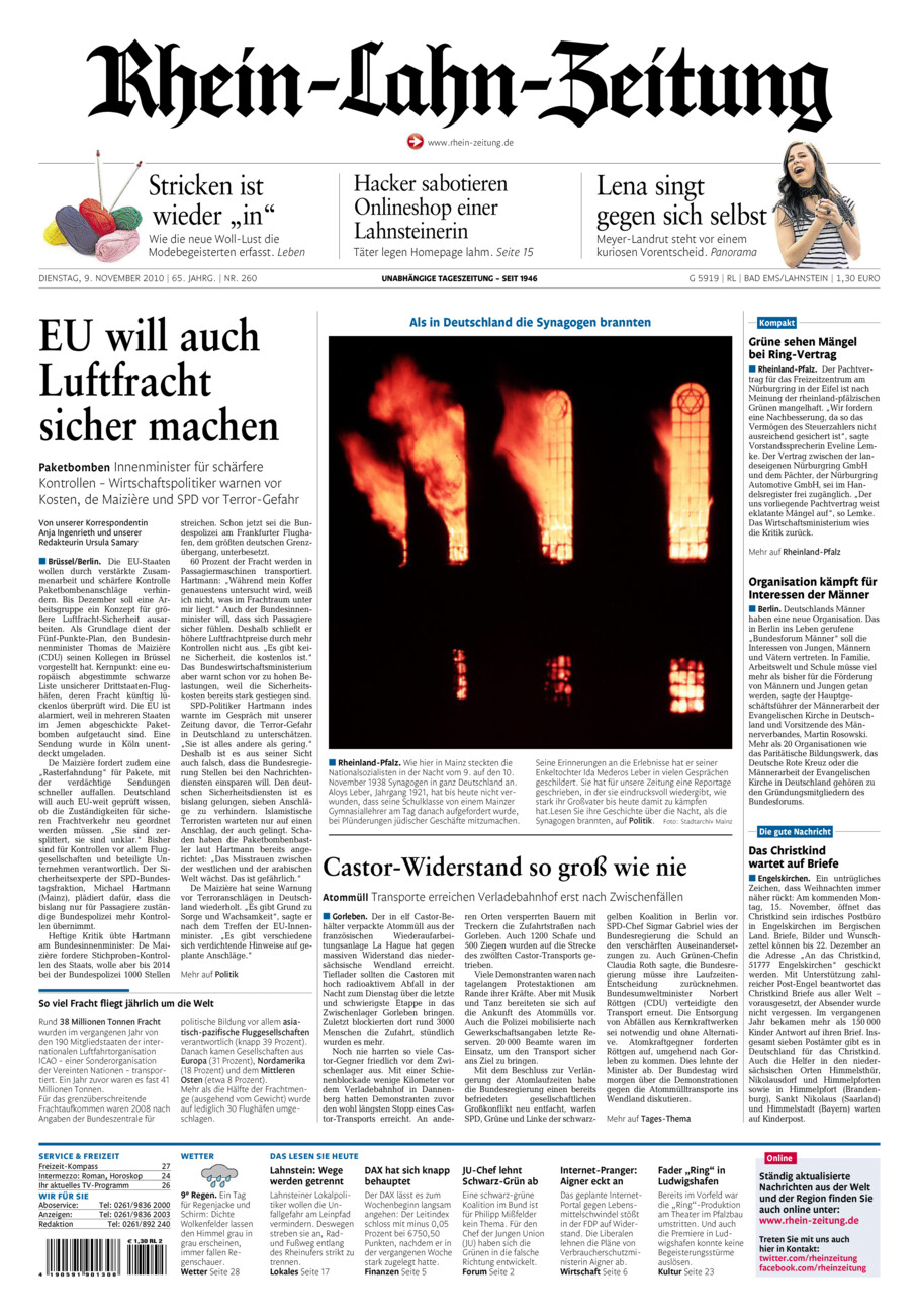 Rhein-Lahn-Zeitung vom Dienstag, 09.11.2010