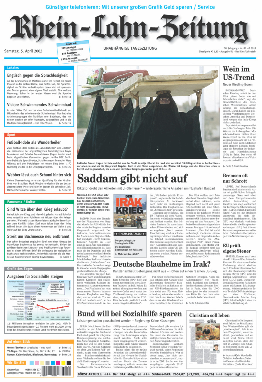 Rhein-Lahn-Zeitung vom Samstag, 05.04.2003
