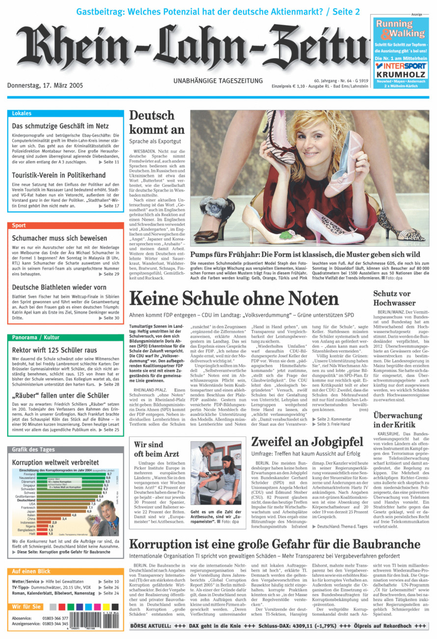 Rhein-Lahn-Zeitung vom Donnerstag, 17.03.2005